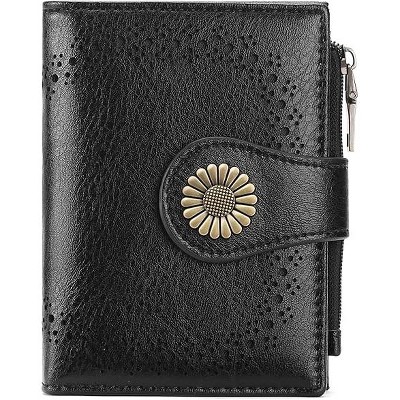 BEAFUP Small Wallets for Women,Bifold RFID Blocking Leather Card Holder Compact Wallet with Zipper Coin Pocket for Women