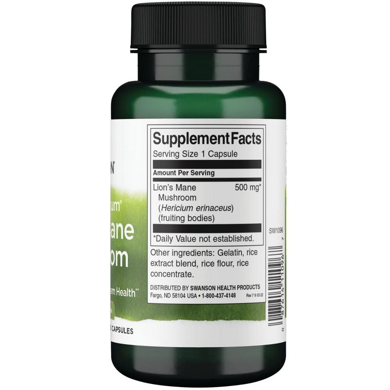 Swanson Herbal Supplement Lion's Mane Mushroom 500 mg - 60 Capsule, 2 of 7