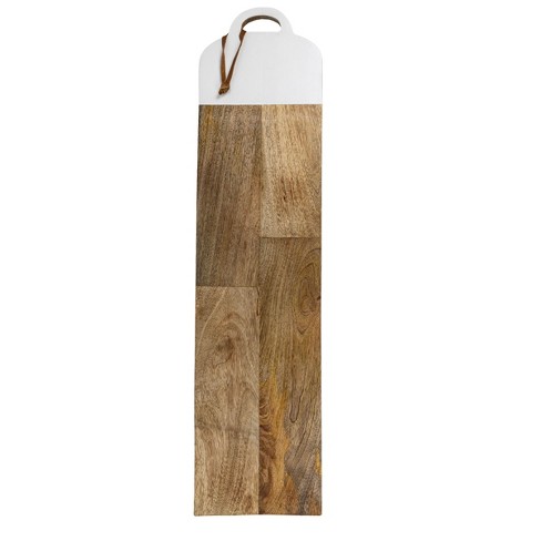 Small White Wood, Marble & Jute Cutting Board - Foreside Home & Garden