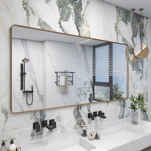 KIOTEE Rectangular Aluminum Alloy Framed and Tempered Glass Wall Bathroom Vanity Mirror in Matte Black - 1 of 4