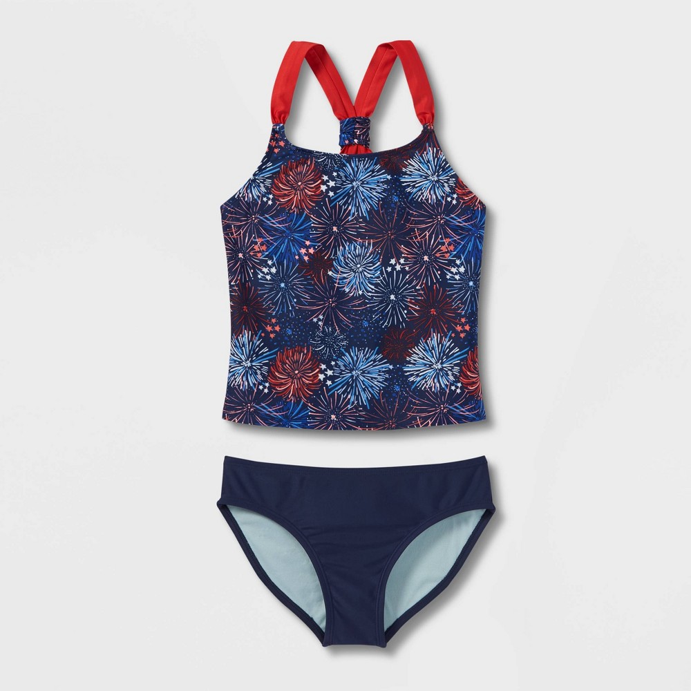 Girls' Firework Print Bikini Set - Cat & Jack M, Blue/Blue/Red