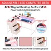 43-inch computer desk, L-shaped desk with socket and light strip, with 3 drawers and monitor stand, reversible, suitable for study and work - 4 of 4
