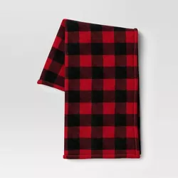 Buffalo Check Printed Plush Throw Blanket Red/Black - Wondershop™