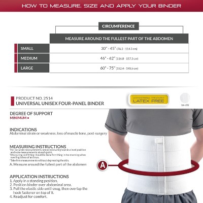 OTC Abdominal Binder, Chest Support Brace, Rib Fracture, Unisex, Four-Panel