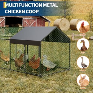 Chicken Coop Walk in Run - Galvanized Large Poultry Cage with Water-Resistant Cover, Outdoor Hen House for Backyard Farm - 1 of 4