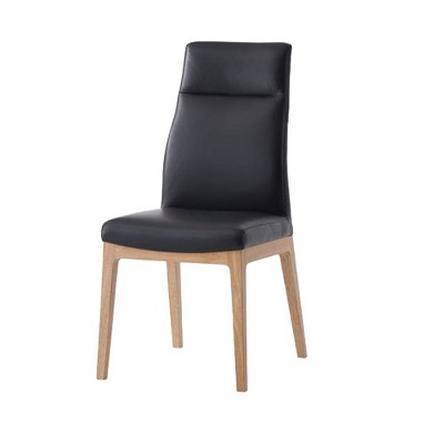 19" Raquan Dining Chair Black Leather and Walnut Finish - Acme Furniture: Elegant Armless Design, Wood & Metal Frame, Easy Care