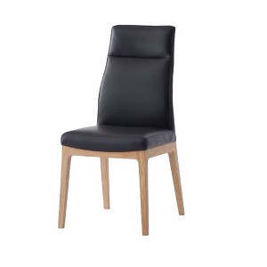 19" Raquan Dining Chair Black Leather and Walnut Finish - Acme Furniture: Elegant Armless Design, Wood & Metal Frame, Easy Care - 1 of 4