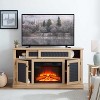 VYNXARIA Embossed Pattern TV Stand with 23" fireplace insert,, TV and Media Console with Open and Closed Storage Space and sliding door,LIGHT OAK - 2 of 4