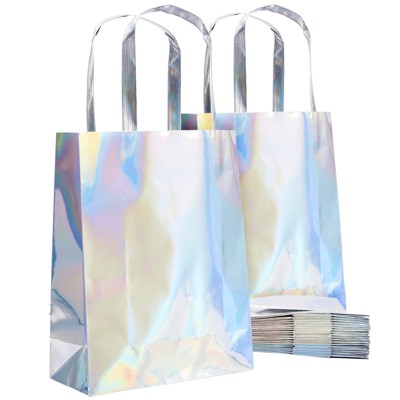 Juvale 24 Pack Holographic Reusable Gift Bag For Birthday, Sustainable  Grocery Tote Bags With Handles, 14x12x5 In : Target