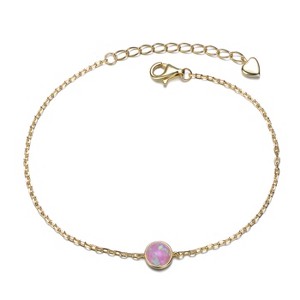 Guili 14K Gold Plated Adjustable Bracelet with Pink Opal Cubic Zirconia Offers a Soft, Feminine Glow and Comfortable Fit for Elegant Daily Wear - 1 of 2