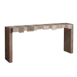 GDFStudio Lindsay 71" Distinctive Wooden Console Table with Step-Block Design, Brown - 1 of 4