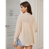 Womens Waffle Knit Shirt Button Down Oversized Blouse Casual Long Sleeve Jacket Tops with Bust Pockets - 3 of 4