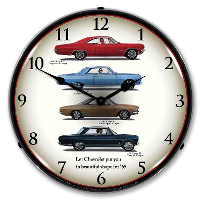 Collectable Sign & Clock | Chevrolet 1965 Lineup LED Wall Clock Retro/Vintage, Lighted