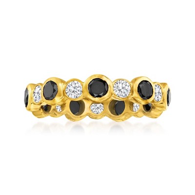 Ross-Simons 2.00 ct. t.w. Black and White Diamond Eternity Band in 14kt Yellow Gold