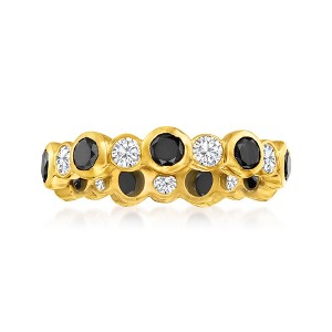 Ross-Simons 2.00 ct. t.w. Black and White Diamond Eternity Band in 14kt Yellow Gold - 1 of 4