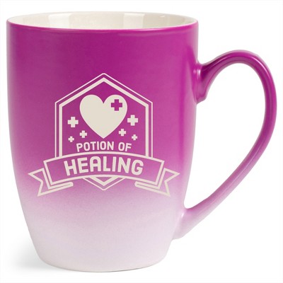 100 North Magic Potion 10 Ounce Pink and White Two Toned Ombre, Comfortably Fits Your Hands, Ceramic Tea Coffee Cup Mug, Potion of Healing