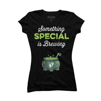 Junior's Design by Humans Halloween Pregnancy Shirt Mom to Be Something Is Brewing by VitMon T-Shirt - Black - Small
