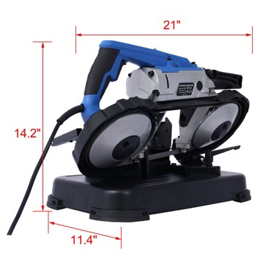 Portable Band Saw, 45°-90° Metal Cutting, 5-Inch Deep Cut Bandsaw for Metal, Removable Alloy Steel Base