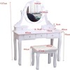 Whizmax Vanity Desk with Mirror and Lights, Wood Makeup Dressing Table with Oval Mirror & Stool,3 Colors Lighting Modes,White - 2 of 4