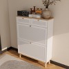 GlasFlength Shoe Racks Compact Entryway Organizer with Flip Doors and Drawers Simple Design for Small Living Spaces, White, 31.5"*9.45"*41.34" - 2 of 4
