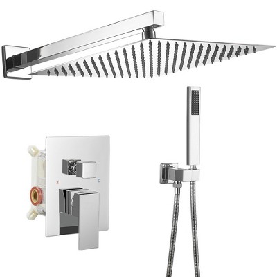 10 Inch Square Bathroom Shower Combo Set In Polished Chrome