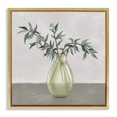 Stupell Industries Vase And Plant Neutral Grey Design, 25" x 25"