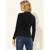 INSPIRE CHIC Women's Ribbed Knit Velvet V Neck Long Sleeve Solid Blouse - 4 of 4