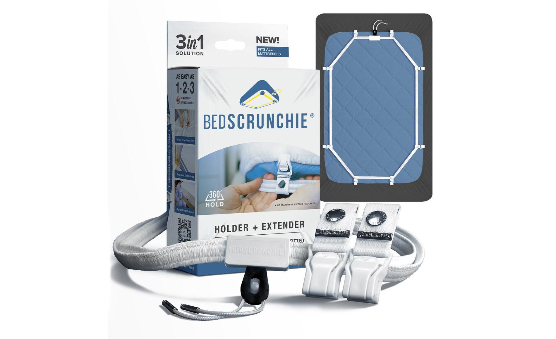 Bed Scrunchie Ultimate Bed Sheet Holder Straps, 360 Degree Sheet Fastener, 1 Pack (10 Clips)