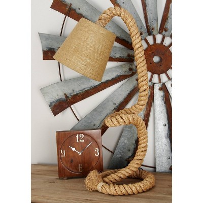 Brown Jute Rope Styled Abstract Desk Lamp with Empire Shade