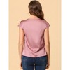 Allegra K Women's Satin Cap Sleeve Pleated Casual Work Office Blouse - 3 of 4