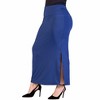 24seven Comfort Apparel Plus Size Versatile Side Slit Elastic Waist Maxi Skirt - 2 of 4