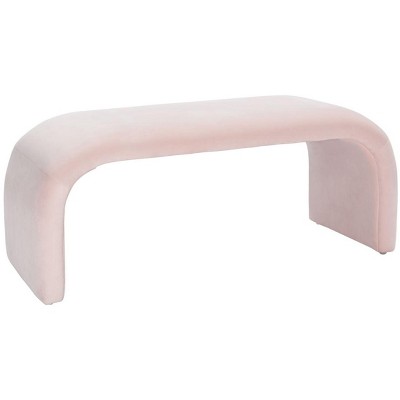 Tenko Light Pink Velvet Modern Accent Bench