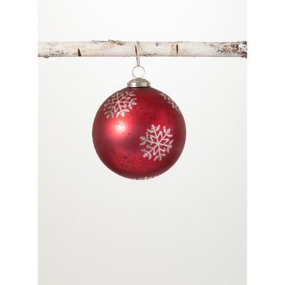 Sullivans Snowflake Glass Ball Ornament 5"H Red