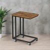 C Shaped End Table TV Tray End Table, C Shaped TV Tray With Metal Frame Rolling Casters TV Tables For Living Room For Eating Bed Table Tray - 3 of 4