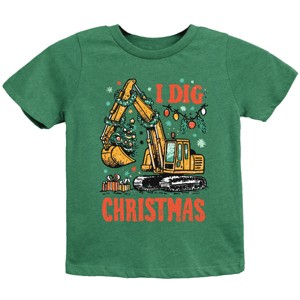 I Dig Christmas Excavator - Youth Short Sleeve Graphic T-Shirt and Toddler Short Sleeve Graphic T-Shirt - 1 of 4