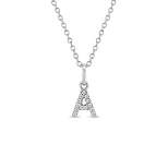 Girls' Cubic Zirconia Letter Sterling Silver Necklace - In Season Jewelry