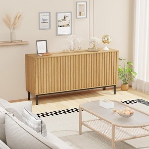 Sideboard Buffet Cabinet with Storage and Fluted Doors, Freestanding Wooden Storage Cabinet - 1 of 4