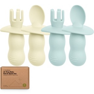 4-Pack Prep Baby Spoons & Forks Set, Self Feeding Baby Utensils 6-18 Months, Silicone BLW Baby Feeding Set, BPA-Free - 1 of 4