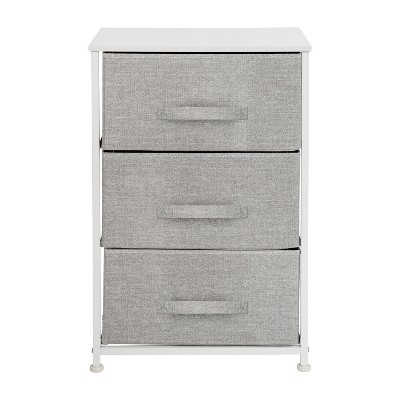 White & Light Gray 3-Drawer Cast Iron Frame Vertical Storage Dresser