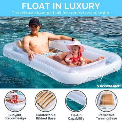 Pearlized White and Gold Inflatable Suntan Tub Lounger