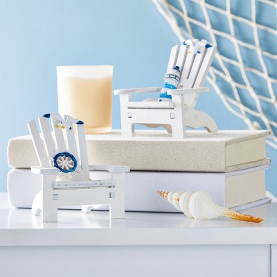 Set of 4 White Mini Nautical Wooden Beach Chairs