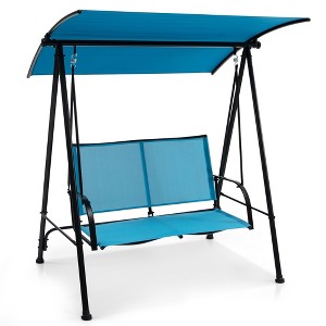Tangkula 2-Person Patio Swing Seat Swing Bench Canopy Swing Loveseat Outdoor - 1 of 4