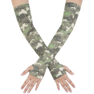 INSPIRE CHIC Women's Sun Protection Cooling Arm Stretch Sleeves Gloves with Thumb Hole 1Pair - 1 of 4