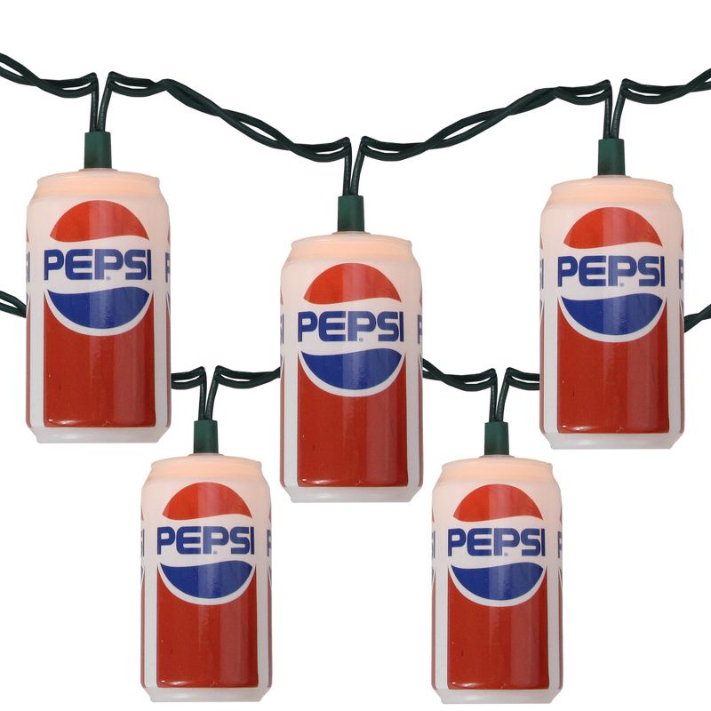 Northlight 10ct Classic Pepsi Can Novelty Christmas Lights Red - 8.5' White Wire, 1 of 4