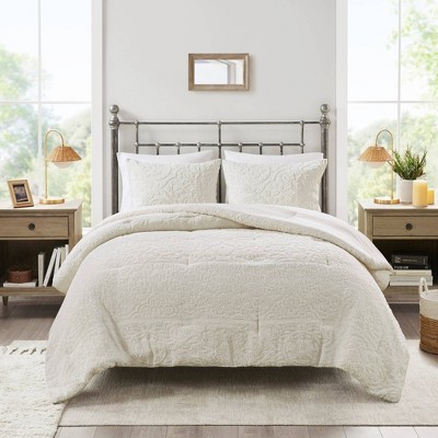Ivory King Microfiber Textured Bedspread Set
