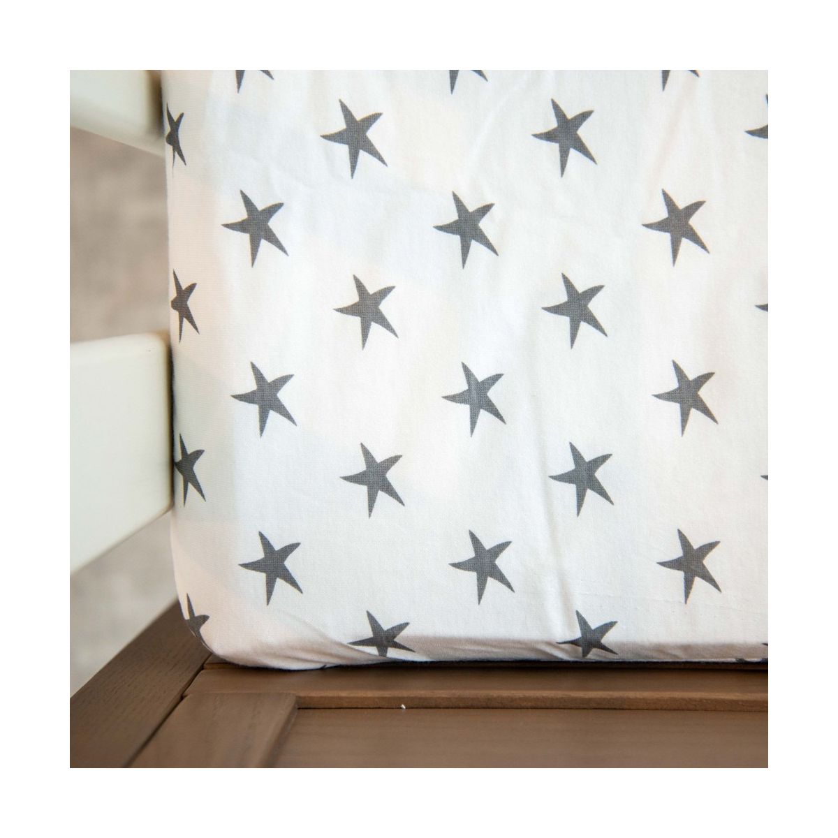 Ely's & Co. Baby Fitted Waterproof Sheet Set  100% Combed Jersey Cotton Grey Stars 2 Pack - thumbnail 4
