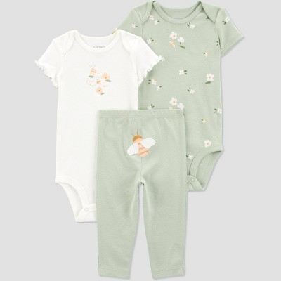Carter's Just One You®️ Baby Girls' Floral Printed Top & Bottom Set - Green