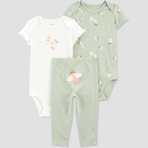 Carter's Just One You®️ Baby Girls' Floral Printed Top & Bottom Set - Green - 1 of 4