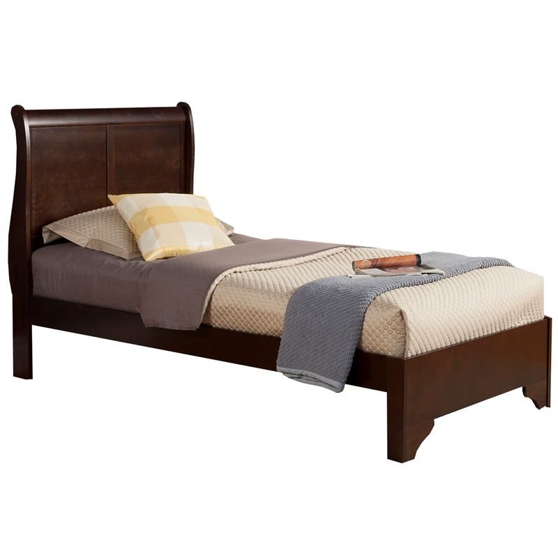 West Haven Twin Wood Sleigh Bed in Cappuccino (Brown) - Alpine Furniture, 2 of 4