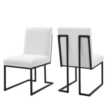 Set of 2 Indulge Channel Tufted Fabric Armless Dining Chairs - Modway